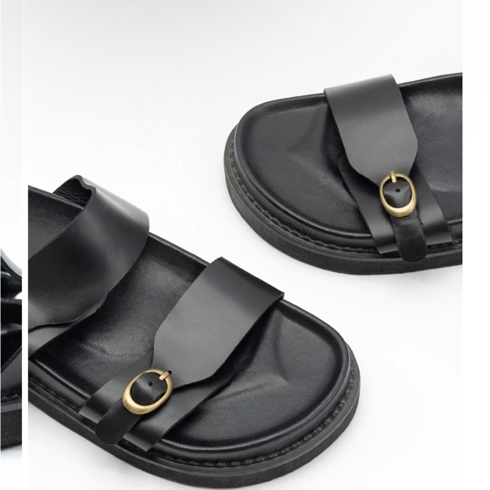 New Liberte Leather The Amalfi Sandal Black Double Strap Sandals-Various Sizes — image 5 of 8